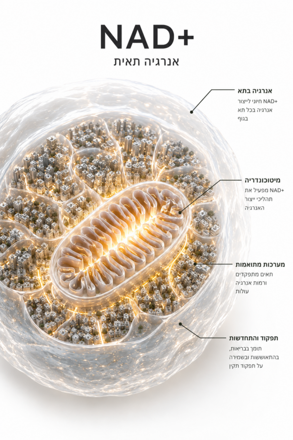 NAD+ — cellular energy and metabolism infographic